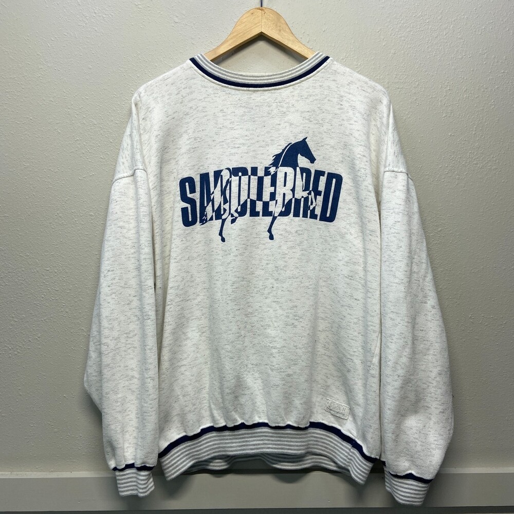 VTG 90s Saddlebred Gear for Sports Men's Gray Pullover Sweater Sz XL